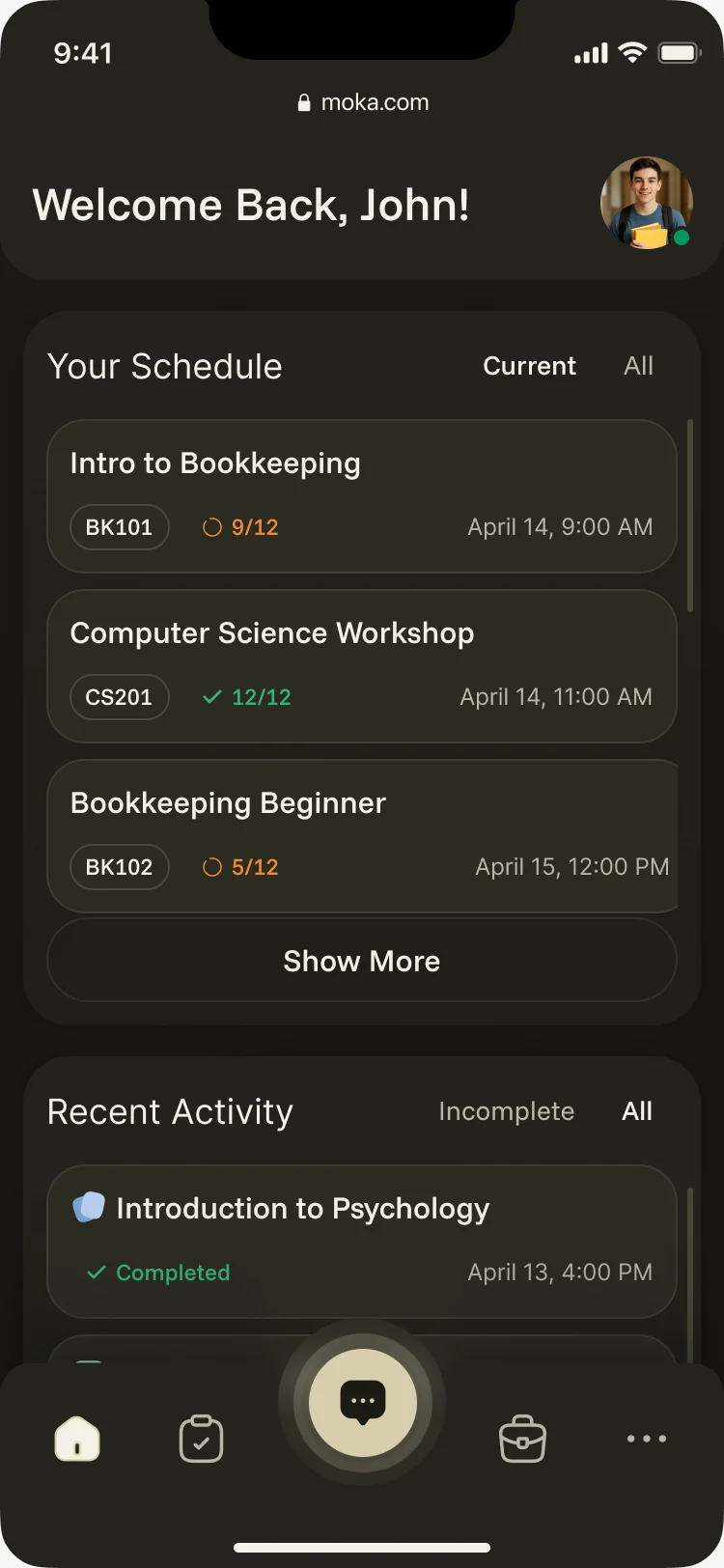 Student home in the dark theme