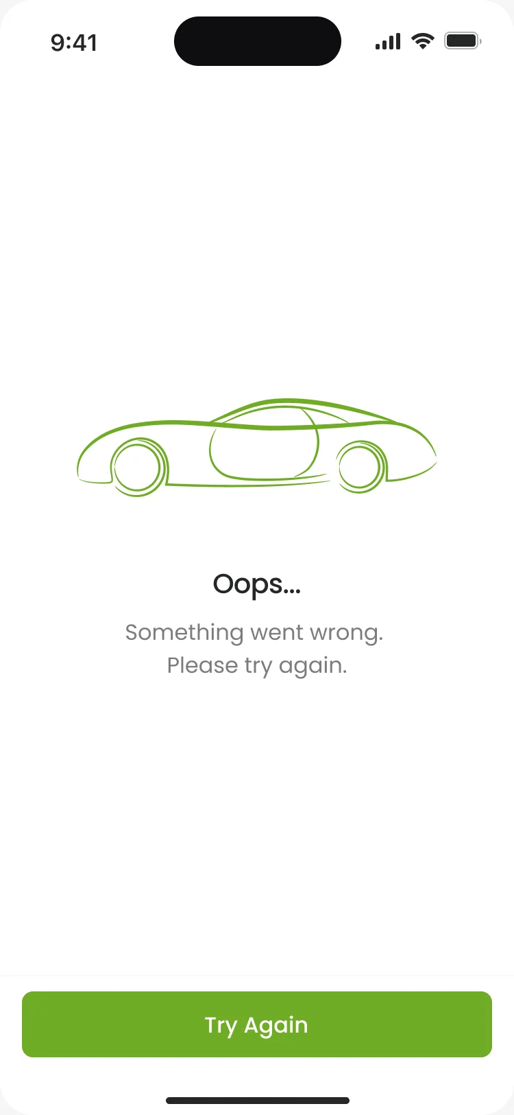 Oops… Something went wrong. Please try again, with Try Again