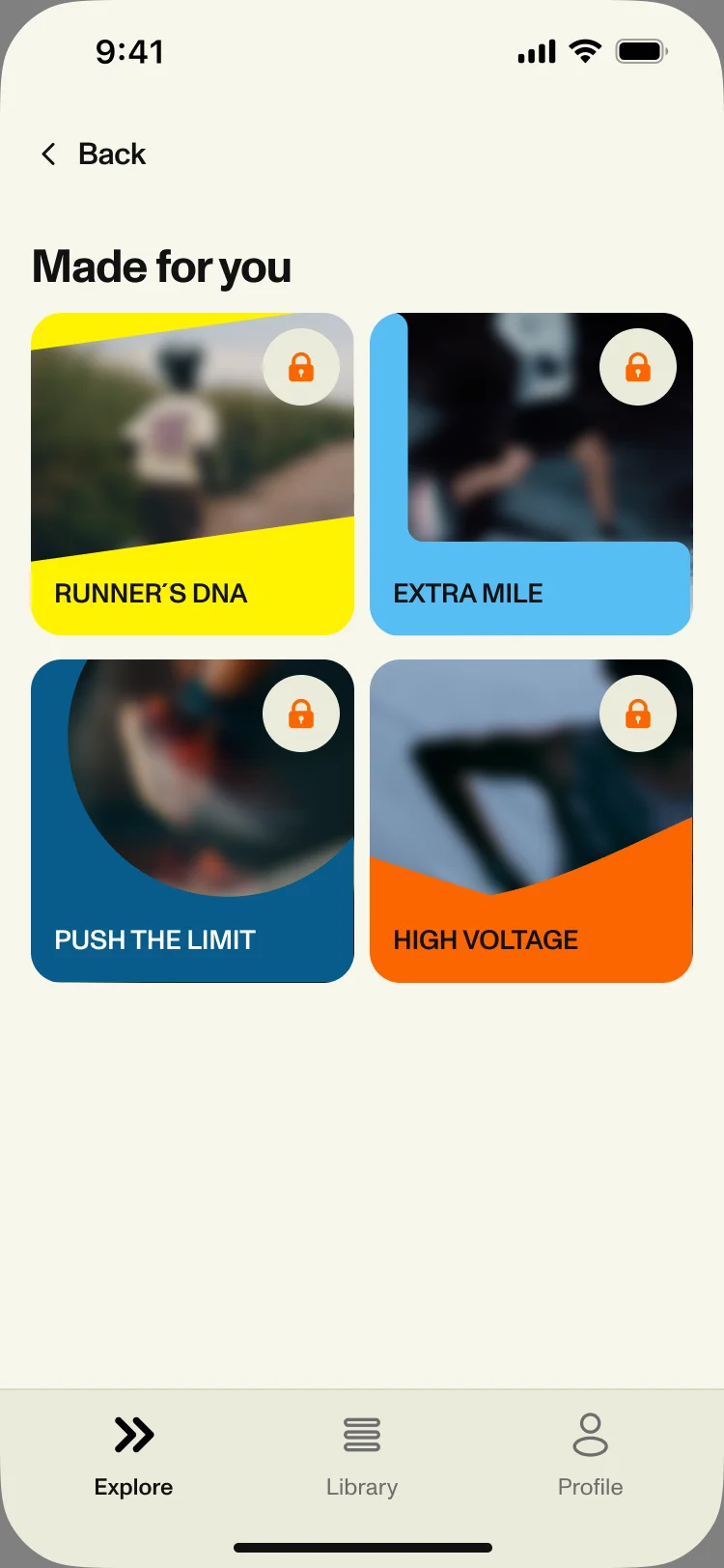 Made for you with a lock on each set cover: Runner’s DNA, Extra Mile, Push the Limit, High Voltage