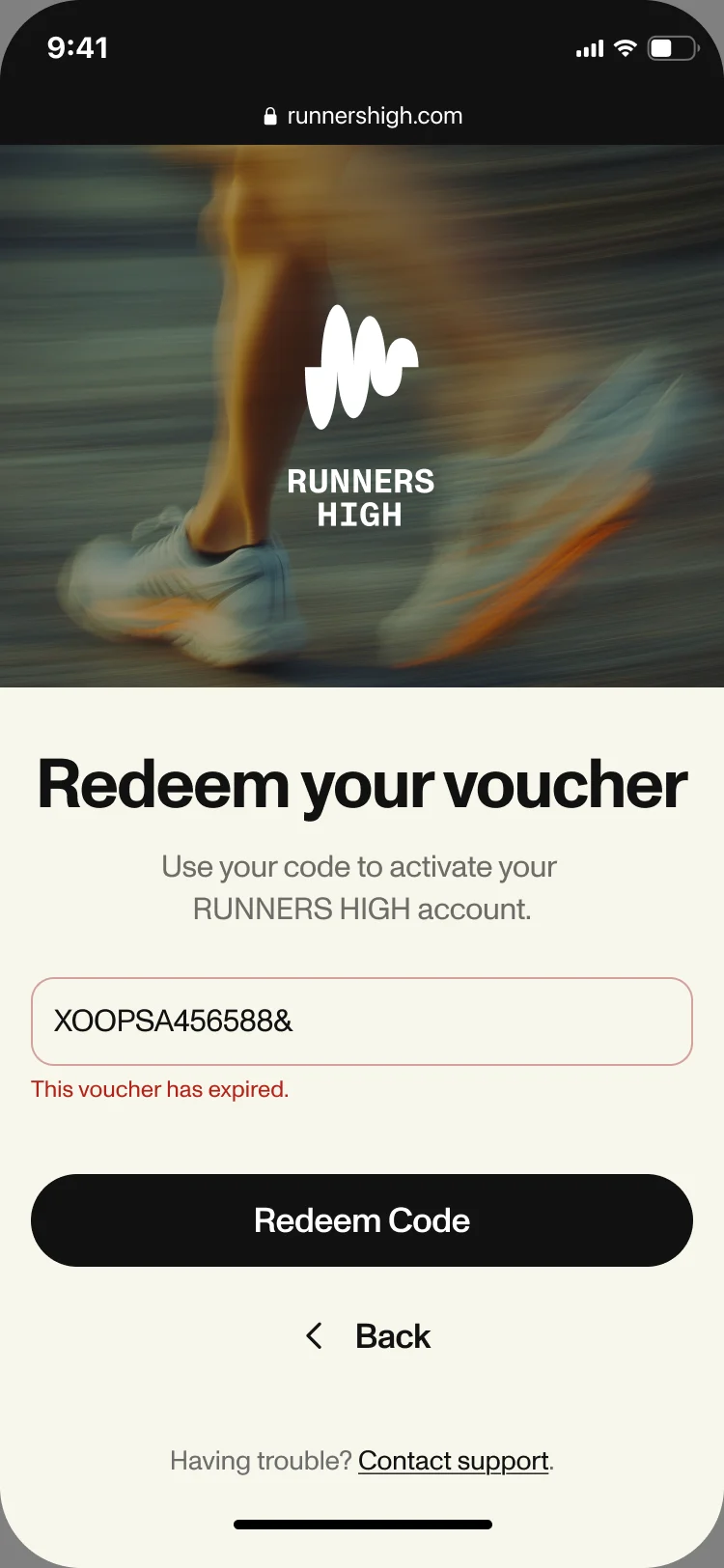 Redeem your voucher with the error This voucher has expired