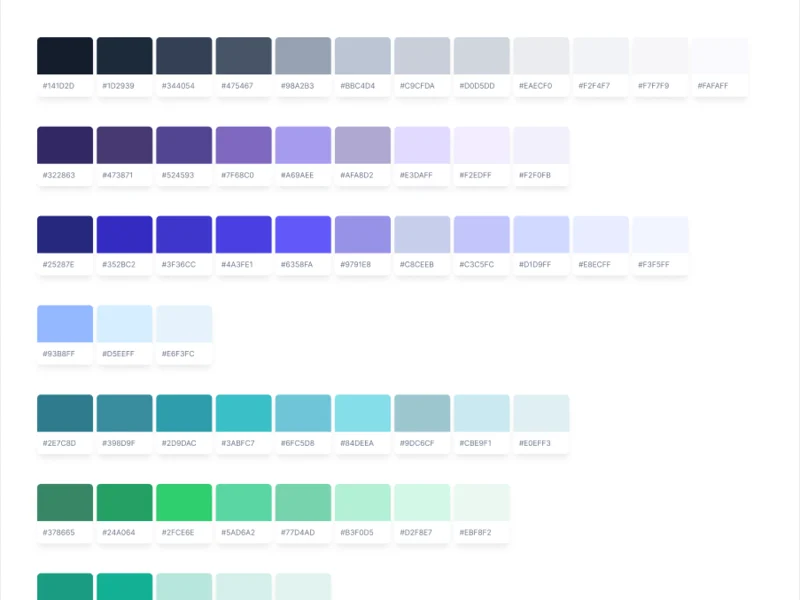 The Superstream UI kit colour system: neutrals, brand purples and the status colours, each with its hex value