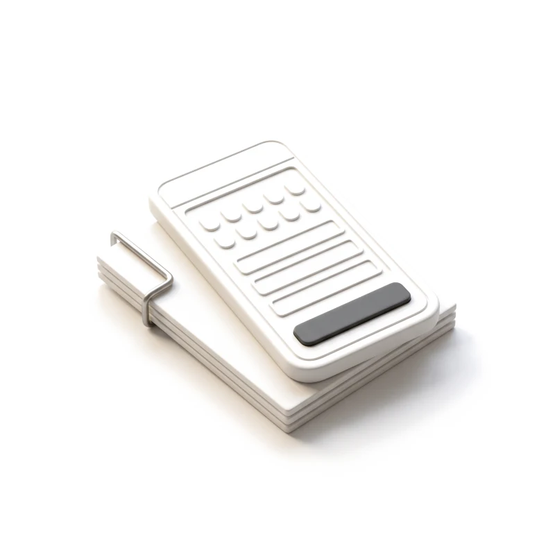 A ceramic phone carved with date pills, time slots and a graphite button, on clipped sheets.