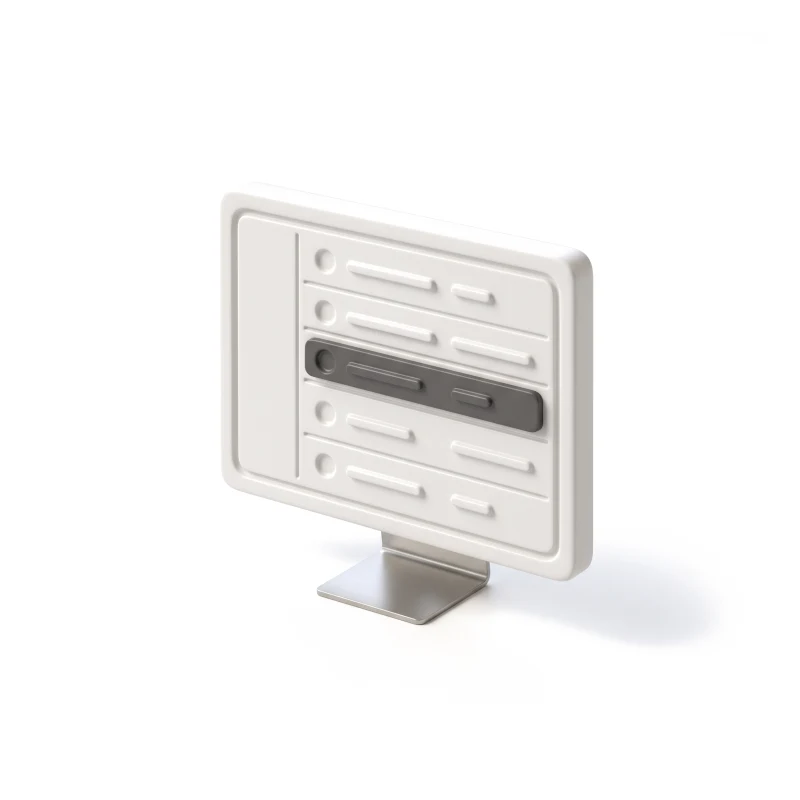 A white ceramic monitor carved with a list of patient rows, one row raised in graphite.